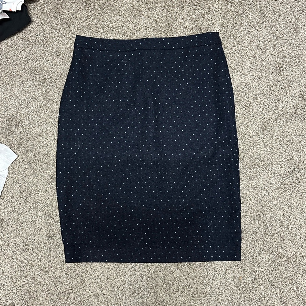 Navy and Teal Polkadot Pencil Skirt
